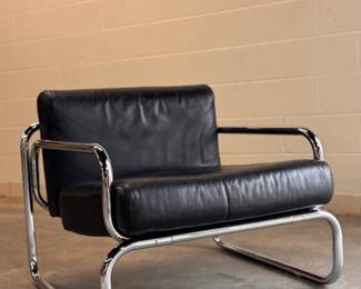 Rodney Kinsman for OMK black leather vintage side chair