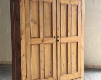 antique english pine housekeeper's cupboard or wardrobe, four internal drawers