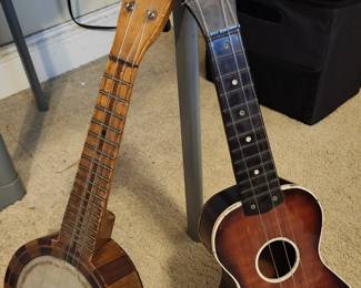 Vintage banjo and ukulele