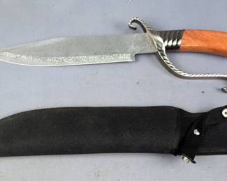 Adventurer's Knife Bowie Knife With Elongated S-Shaped Guard, 10" Blade, In Nylon Sheath 