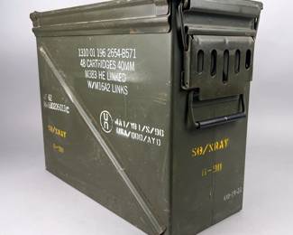  Metal Ammo Can, Marked Coast Guard Class IV 40mm Explosive Projectile, 14.5" x 18" x 8" 