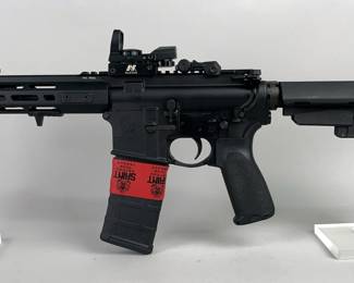 Springfield Armory Saint Victor 5.56 Nato Rifle SN# ST380870, NcStar Red/Green Sight, Flip-Up Peep Sights, Adjustable Stock, After Market FRT Trigger, In Soft Case 