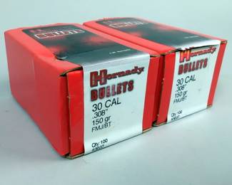 Hornady .30 Cal .308" 150 gr FMJ/BT Bullets, Approx Qty 200