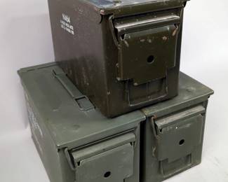 Metal Ammo Cans, 7" x 6" x 12", Qty 3 