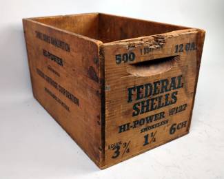 Federal Cartridge Corp Small Arms Wood Crate For 500 12 ga Hi Power Federal Shells, 8.75" x 14.75" x 9" 