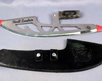 MACWeld Skull Crusher Fantasy Knife MW-4, 20.5" Blade, In Leather Sheath