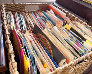 Large basket of vintage vinyl LP records