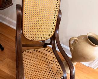 Thonet-style bentwood caned rocking chair