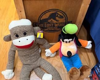 Sock monkey and Goofy plush toys