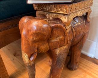 Carved wooden elephant side table stand