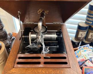 Antique Edison cylinder phonograph in oak case