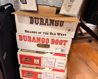 Durango and Justin boot boxes stack
