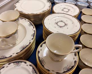 Floral gold rim fine china with cups and saucers