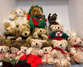 Large collection of plush teddy bears holiday themed