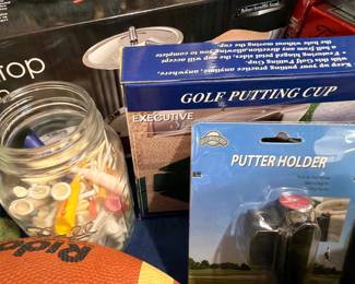 Executive golf putting cup putter holder set