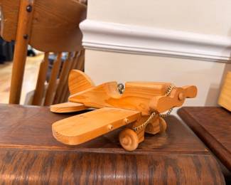 Handmade wooden toy airplane