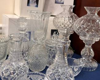 Cut crystal collection: decanters, vases, hurricane lamps