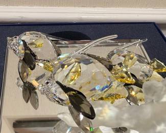 Crystal fish figurine with amber and clear crystals