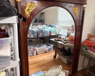 Antique Empire mahogany pier mirror with gilt