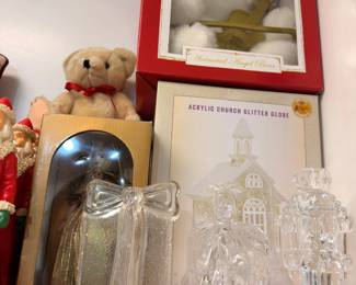 Acrylic church glitter globe and angel figurines