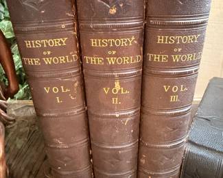 Antique leather-bound History of the World volumes I-III