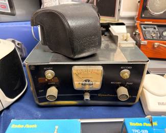 Vintage tape recorder with leather case