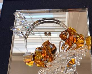 Swarovski crystal clownfish on coral figurine