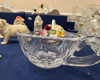 Heavy cut crystal bowl with handle