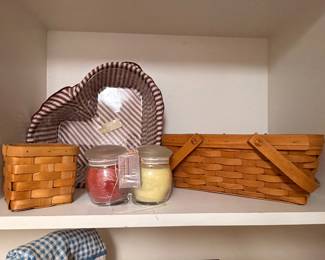 Longaberger baskets and Yankee Candle jars