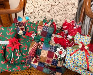 Handmade quilted patchwork holiday dress pillows