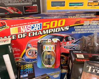 NASCAR Race of Champions HO slot car set and Star Trek figure