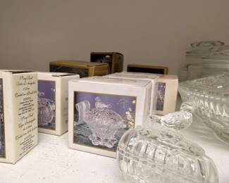 Avon limited edition crystal lidded dishes in original boxes