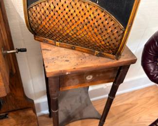 Antique cane-back wooden side chair