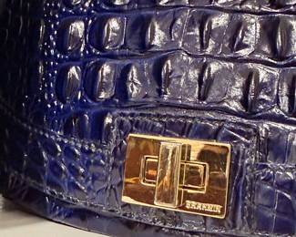 Brahmin navy croc embossed leather handbag