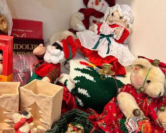 Mixed Christmas decor Santa figures and ornaments