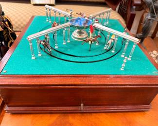 Antique mechanical horse race game
