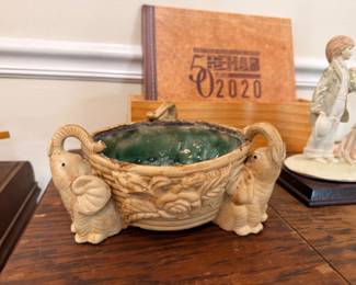 Ceramic elephant-handled centerpiece bowl