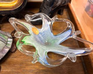 Murano style freeform art glass splash bowl