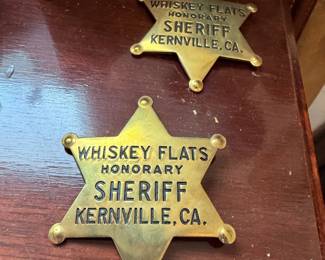 Whiskey Flats Honorary Sheriff Kernville CA brass star badges