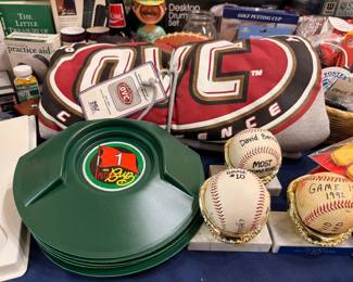 OVC pillows putting cups signed baseballs