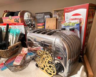Vintage chrome electric food warmer and kitchen lot
