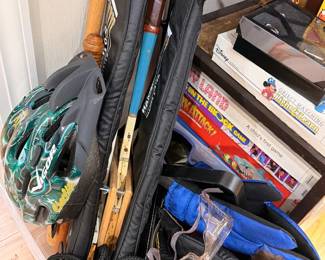 Baseball bats and sporting equipment lot