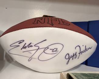 Eddie George and Jeff Fisher signed Titans NFL football