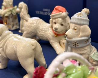 Lladro-style porcelain puppy and bear figurines