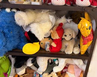 Shelves of plush stuffed animals and toys