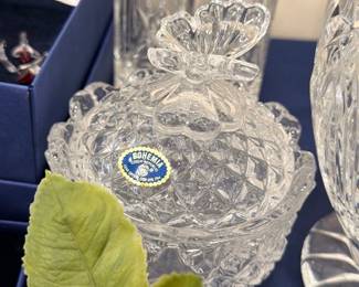 Bohemia Czech cut crystal covered candy dish