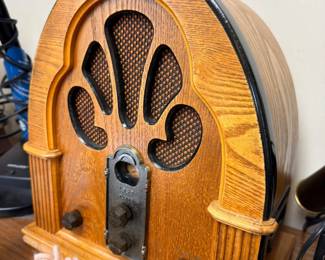 Vintage style cathedral wood tube radio reproduction