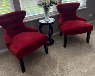 Red Curves Hourglass Wingback Accent Chair (2)