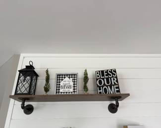 LED candle lantern &  rustic home decor signs featuring the phrases "beyond BLESSED" and "BLESS OUR HOME"