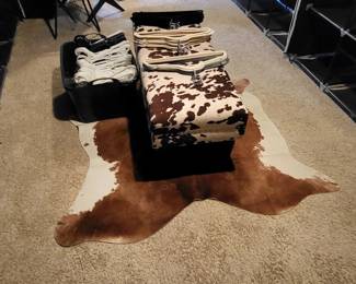 cow print velvet storage ottoman bench